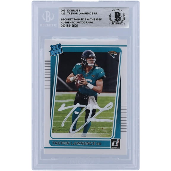 Trevor Lawrence Jacksonville Jaguars Autographed 2021 Panini Donruss Rated Rookie White Ink #251 Beckett Fanatics Witnessed Authenticated Rookie Card - Fanatics Authentic Certified