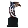 thumbnail image 2 of Large 12" American Bald Eagle On Star Spangled Banner Flag Bust Statue With Base, 2 of 6