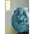 thumbnail image 3 of Signature Design by Ashley Cartshaw 11.75" Glass Vase, Iridescent Teal Finish, 3 of 5