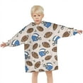 thumbnail image 3 of Beige Background Football Helmets Pattern Blanket Hoodies for Kids 6-13YR Oversize Wearable Blanket Hoodies for Boys Girls Teens, 3 of 7
