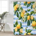 thumbnail image 4 of Shower Curtain Bathroom Set Lemon Green Leaves Watercolor Waterproof Fabric Shower Curtains with Grommets&Hooks Summer Flower Blue Stripe Privacy Bath Curtain for Bathtub 48x72in, 4 of 7