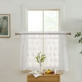 thumbnail image 3 of THD Joelle Floral Rod Pocket Lace Semi Sheer Voile Short Cafe Tiers for Small Windows - 28 x 24 Inch Length (White Tiers, Set of 2), 3 of 6