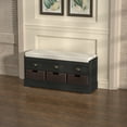 thumbnail image 2 of Topcobe Storage Chest Footrest Coffee Table Padded Seat, Removable Cushion Storage Bench with 3 Drawers & 3 Rattan Baskets for Entryway, Hallway, Living Room, Bedroom, Black, 2 of 8