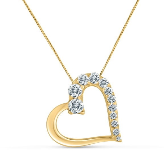 1.00ctw Diamond Heart Pendant Necklace in 14k Yellow Gold