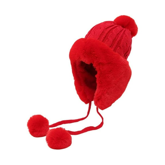 Women's winter hat with ear flaps, warm fur hat, ski trapper hat