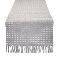 Fennco Styles Kensrue Collection Rustic Dashed Woven Cotton 16 x 72 Inch Table Runner â€“ Grey