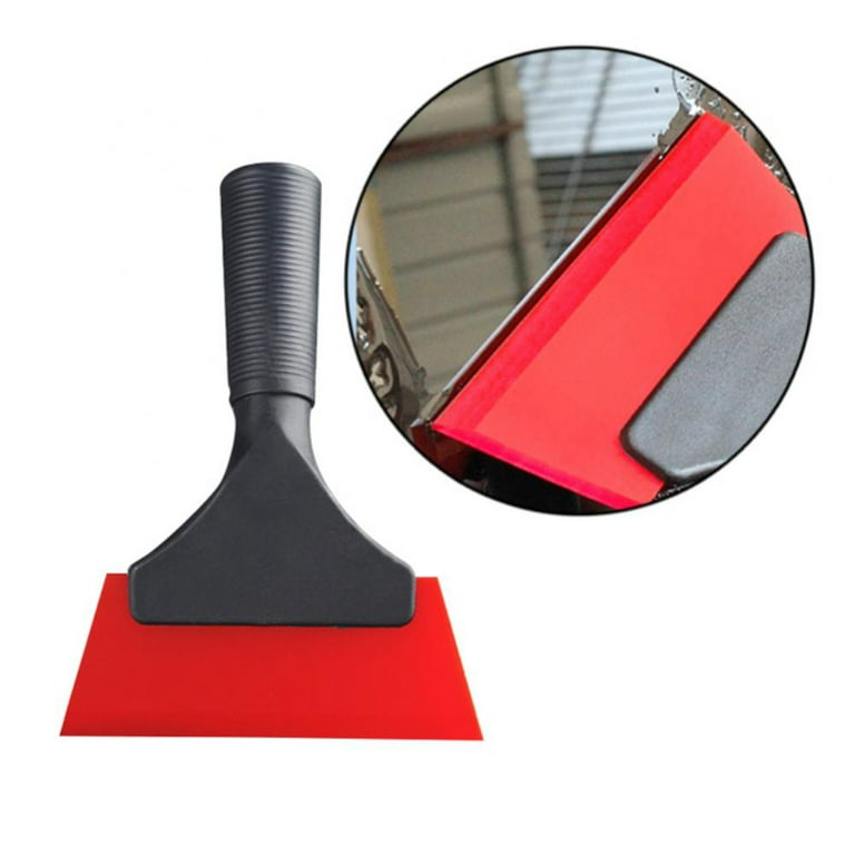 Small Squeegee with 5 inch Rubber Blade for Mirror Glass Car Window Cleaning, Size: 14 x 14 x 5cm, Red