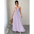 thumbnail image 4 of Solid Color Tie-Up Backless Maxi A-Line Dress Women's Summer Sundress One Piece Long Dress, 4 of 10