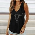 thumbnail image 2 of Fshinging Basic Cute Women Tank Top Summer Sleeveless V Neck Heart Graphic Beach Tunic Blouses&Shirts Black S, 2 of 5