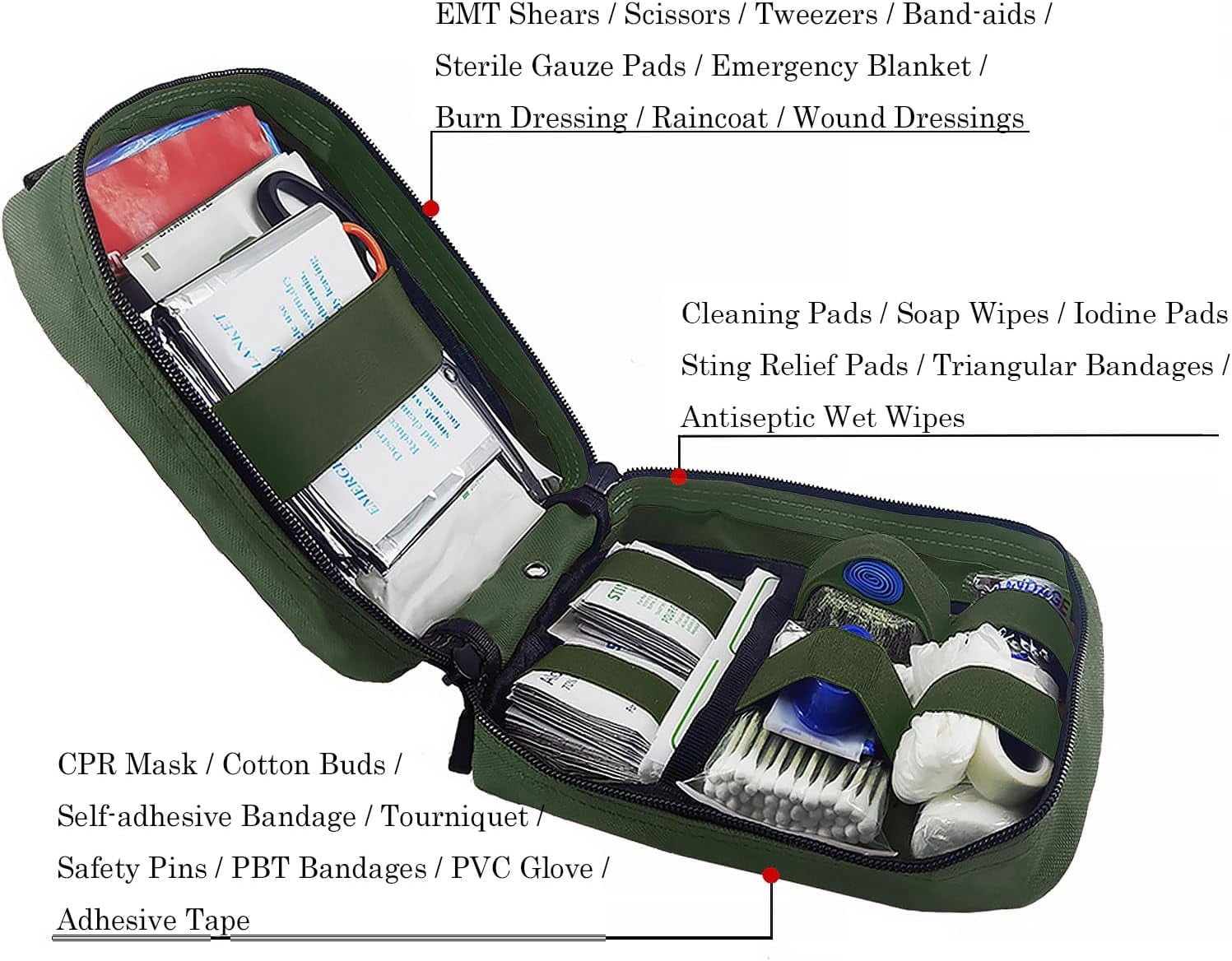 EMT MOLLE Ifak Pouch Tactical MOLLE Medical First Aid Kit Utility Pouch Olive