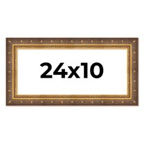 24x10 Frame Vintage Gold Solid Wood Picture Frame | 2.5 Inch Moulding Width | Ornate Bronze Museo