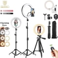 thumbnail image 2 of 10quot; Anillo de luz LED para Selfie de 26cm, anillo de luz para fotografía y vídeo, soporte para teléfono, trípode, luz de relleno, lámpara regulable, transmisión Trepied Tan Jianjun unisex, 2 of 2
