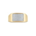 thumbnail image 2 of 10kt Yellow Gold Mens Round Diamond Ribbed Rectangle Cluster Ring 1/4 Cttw, 2 of 4