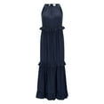 thumbnail image 6 of JBXKXYW Women 2024 Ruffled Pleated Dress Flowy Long Sundress Sleeveless Boho Beach Party Dresses (Dark Blue,M), 6 of 6