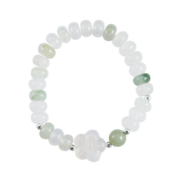 Pulsera Tianshans de jade natural, calcedonia verde y blanca