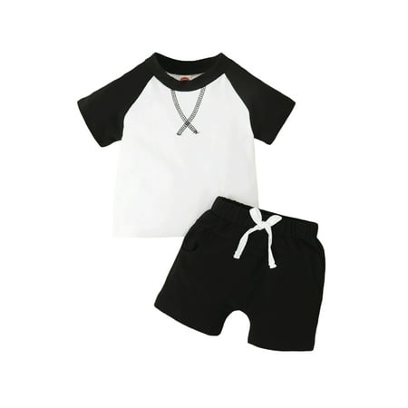 

Qtinghua Toddler Baby Boy Summer Clothes Short Sleeve T-Shirt Top Jogger Shorts 2Pcs Outfits