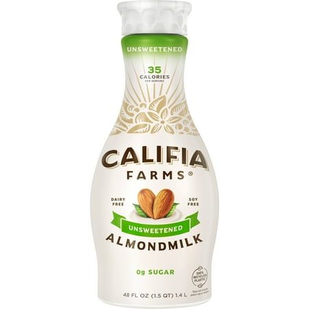 Califia Farms Unsweetened Almond Milk, Zero-Sugar, Dairy-Free, Refrigerated, 48 fl oz