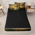 thumbnail image 4 of Manfei Rustic Pike Fish Zipper Full Size Comforter Sets with Fitted Sheet and 2 Pillowcases, Countryside Lake Boat Zipper Bedding Set, Golden Brown, Black Reversible, 4-Piece, 4 of 7