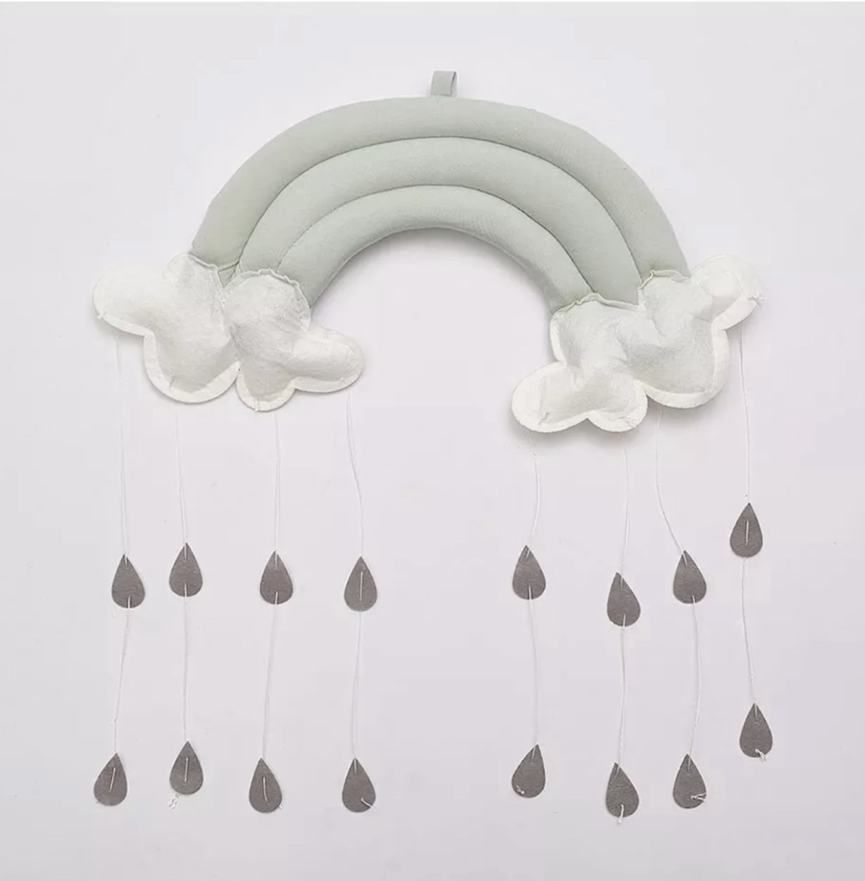 Cotton Velvet Cloud Raindrops Mobile Pillow wall hanging tent Bed play Decor Nursery Baby Shower Gift Ceiling for crib boy girl kids room Green Teal Pastel