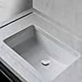 thumbnail image 3 of Highpoint Collection Undermount Bathroom Sink – 18"x12 White Rectangular Single Bowl Sink with Overflow, for Vanity – Porcelain Enamel Glaze Ceramic, Scoop Bottom, Template Included HP-1812W, 3 of 4