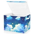 thumbnail image 2 of Happy Clouds and Stars Large Storage Bins with Linen Collapsible Lid Storage Box 16.7 x 12.6 x 11.8in, 2 of 7