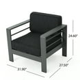 thumbnail image 4 of Grady Outdoor Aluminum Club Chairs with Water Resistant Cushions, Set of 2, Grey, Dark Grey, 4 of 6