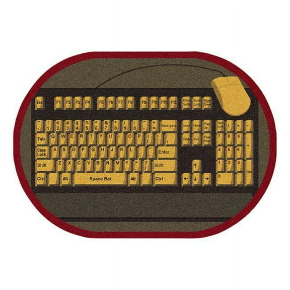 Keyboard Connection Brown 5 ft.4 in. x 7 ft.8 in. Oval  WearOn Nylon Machine Tufted- Cut Pile Educational Rug