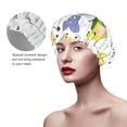 thumbnail image 4 of Balery Orange Green Avocado Shower Caps, Double Layer Waterproof Shower Cap, Double Layers Reusable Shower Cap With Soft Comfortable For Long Thick Hair Soft Bath Shower Hair Caps, 4 of 9