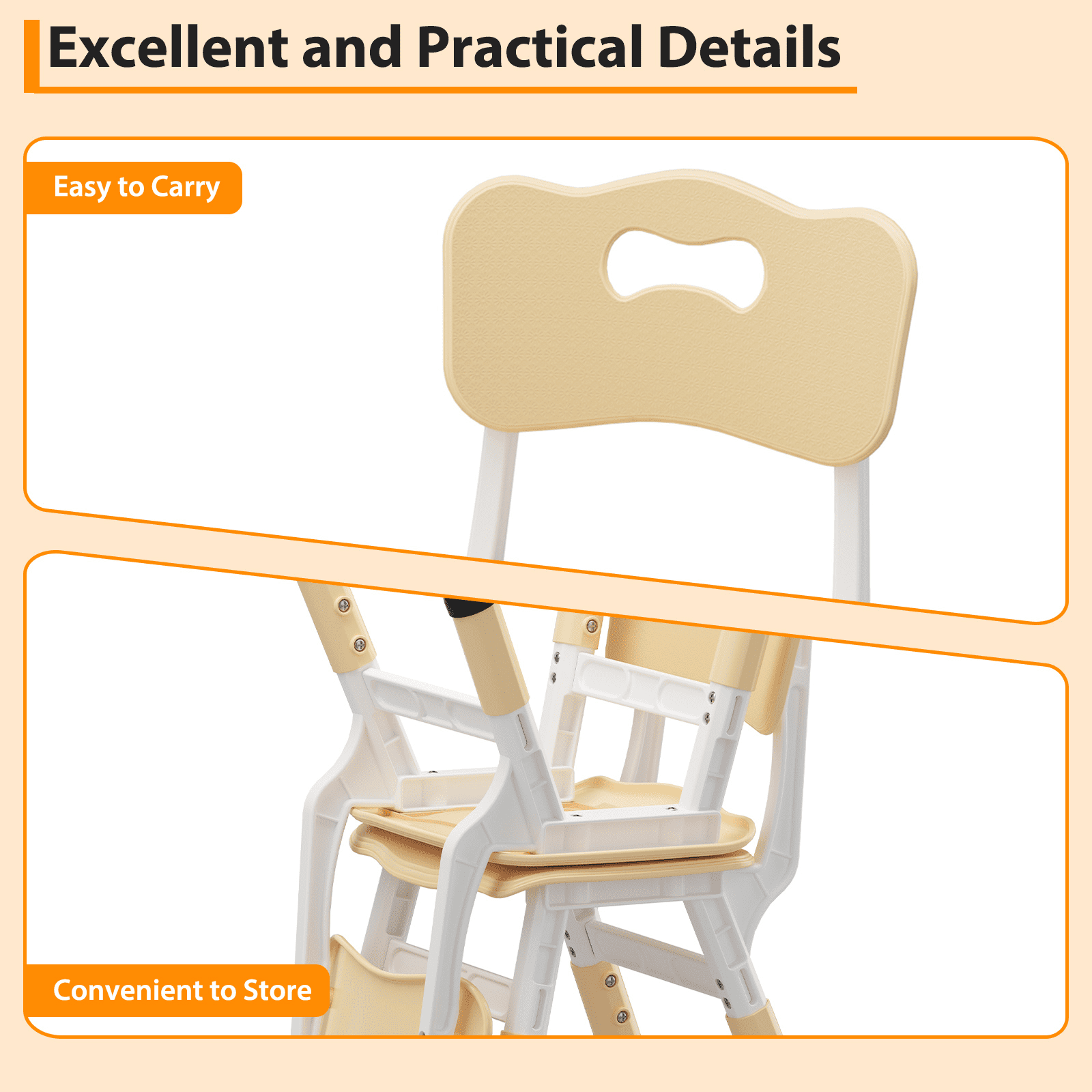 Kids Chair Set of 2 with Height Adjustable Chair, Plastic Toddler Chairs for Children Boys Girls, Kids Hammock Chair, Booster Chairs for Toddlers