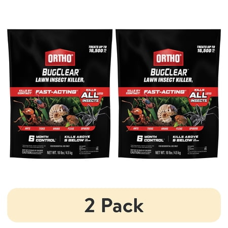 (2 pack) Ortho BugClear Lawn Insect Killer1, Kills Ants, Fleas, Ticks, Grubs and Spiders, 10 lb.