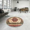 thumbnail image 4 of Ahgly Company Machine Washable Indoor Round Abstract Brown Red Area Rugs, 5' Round, 4 of 7