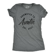Womens Promoted To Auntie 2021 Tshirt Funny New Baby Family Graphic Tee (Dark Heather Grey) - 3XL