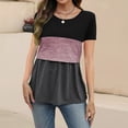 thumbnail image 4 of Gelikeya Women's Maternity Shirts Short Sleeves Nursing Tops Double Layer Breastfeeding Tees Pregnancy Clothes Pink, Size XXL, 4 of 7