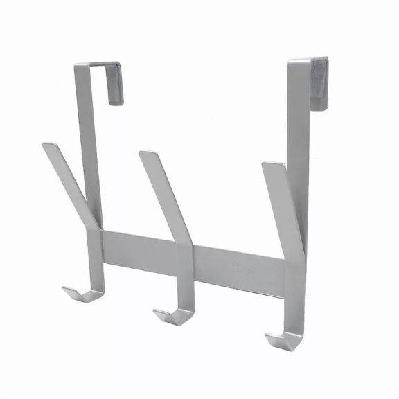 Heavy Duty Over The Door 3 Hooks Rail Matte Gray - Steel Towel & Coat Rack, Powder-Coated Finish