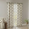 thumbnail image 5 of Fretwork Print Blackout Window Curtain, Grommet Top Window Curtain Panel for Living Room Bedroom, Scroll Geometric Fretwork Print Design Window Curtain Panel in Grommet Top, Khaki+Black, 5 of 9