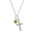 thumbnail image 2 of Delight Jewelry Goldtone Capital Letter - G - Pebble Disc - I Set You Apart Engraved Cross Zoey Necklace, 28", 2 of 4