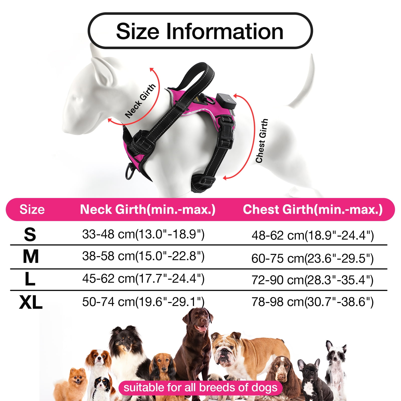 MASBRILL Light Up Dog Harness - No Pull Led Dog Harness Rechargeable Lighted Dog Harness for Night Walking Adjustable Glow Vest for Small Medium Large Dogs
