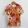 thumbnail image 3 of Nostalgic Vintage Floral Women's Short Sleeve T-Shirt Crew Neck Casual Summer Trendy Loose Fit Tops, 3 of 6