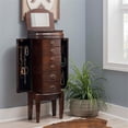 thumbnail image 2 of Linon Joelle Jewelry Armoire with Gold Drawer Pulls and Plush Black Lining, Brown, 2 of 13