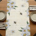 thumbnail image 5 of Daisy Floral 90 Inch Table Runner, Vintage Rustic Bee Gnomes Flowers Farmhouse Dresser Scarf Cotton & Linen Tablerunner for Dining/Kitchen Island/Holiday Party Décor 13" x 90", 5 of 9