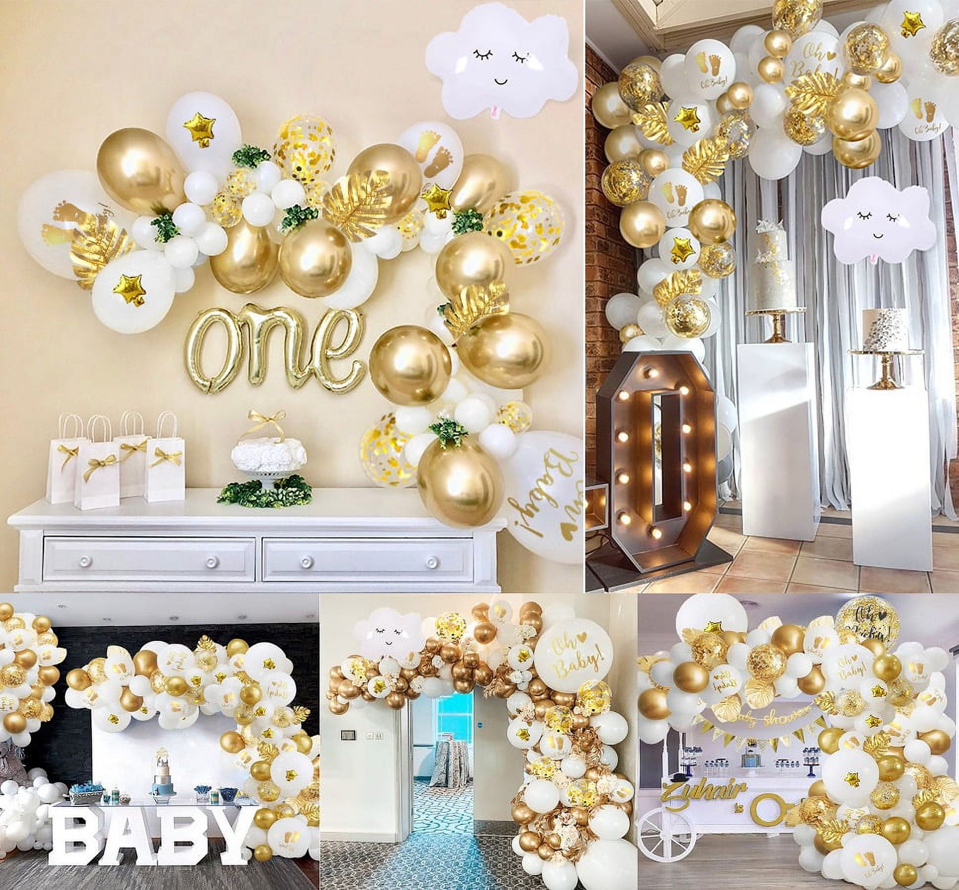 Set, Baby Shower Decorations, Golden Baby Shower Decorations For Boys Girls  Golden White Balloons Mummy To Be Sash Cake Topper Banner For Baby Shower