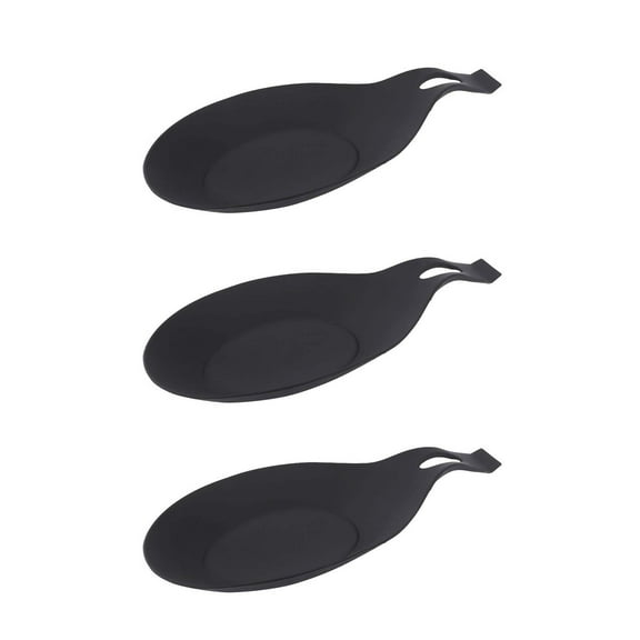 Clearance Under $5 Silicone Spoon Rest 7.8" X 3.44" Heat Kitchen Utensil Holder Spatula Rest For Counter Stove Top Black 2/3Pcs