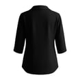thumbnail image 5 of Dolkfu Tops for Women Trendy Elbow-Length Collared Black Solid Color Tops Minimalist Solid Women'S Blouses,XL, 5 of 6