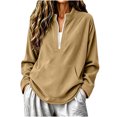 thumbnail image 2 of Lutiedan Oversized Sweatshirt for Women Half Zip Long Sleeve Corduroy Sweatshirt Fall Casual Pullover Shirts with Pocket S-XXL, 2 of 7