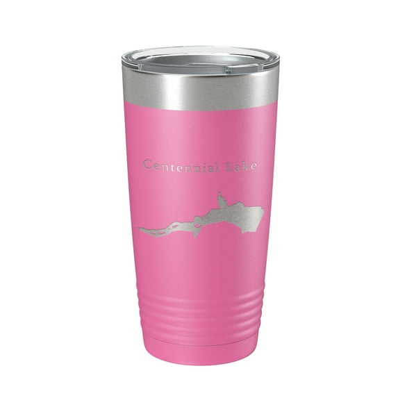 Centennial Lake Map Tumbler Travel Mug Insulated Laser Engraved Coffee Cup Maryland 20 oz Pink
