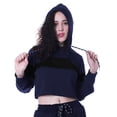 thumbnail image 2 of Moomaya Color Block Crop Hoodie Drawstring Pullover Casual Sports Jacket For Women-14, 2 of 7