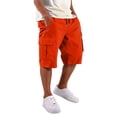 thumbnail image 3 of UDAUDU Athletic Mens Cargo Shorts Cotton Twill Drawstring Casual Classic Chino Hiking Stretch Short with Multi Pockets Saffron M, 3 of 9