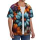 thumbnail image 2 of Balery Colorful Blooming Flowers Camisa Casual de Manga Corta con Botones para Hombre, Texturizada, Estilo Cubano, para Playa, Verano-Medium, 2 of 5