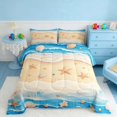 thumbnail image 2 of Manfei Cartoon Beach Seashell Starfish Full Size Comforter Sets for Kids Boys and Girls, Nautical Marine Print Bedding Sets, Navy Reversible 3-Piece, 1 Comforter and 2 Pillowcases, 2 of 6