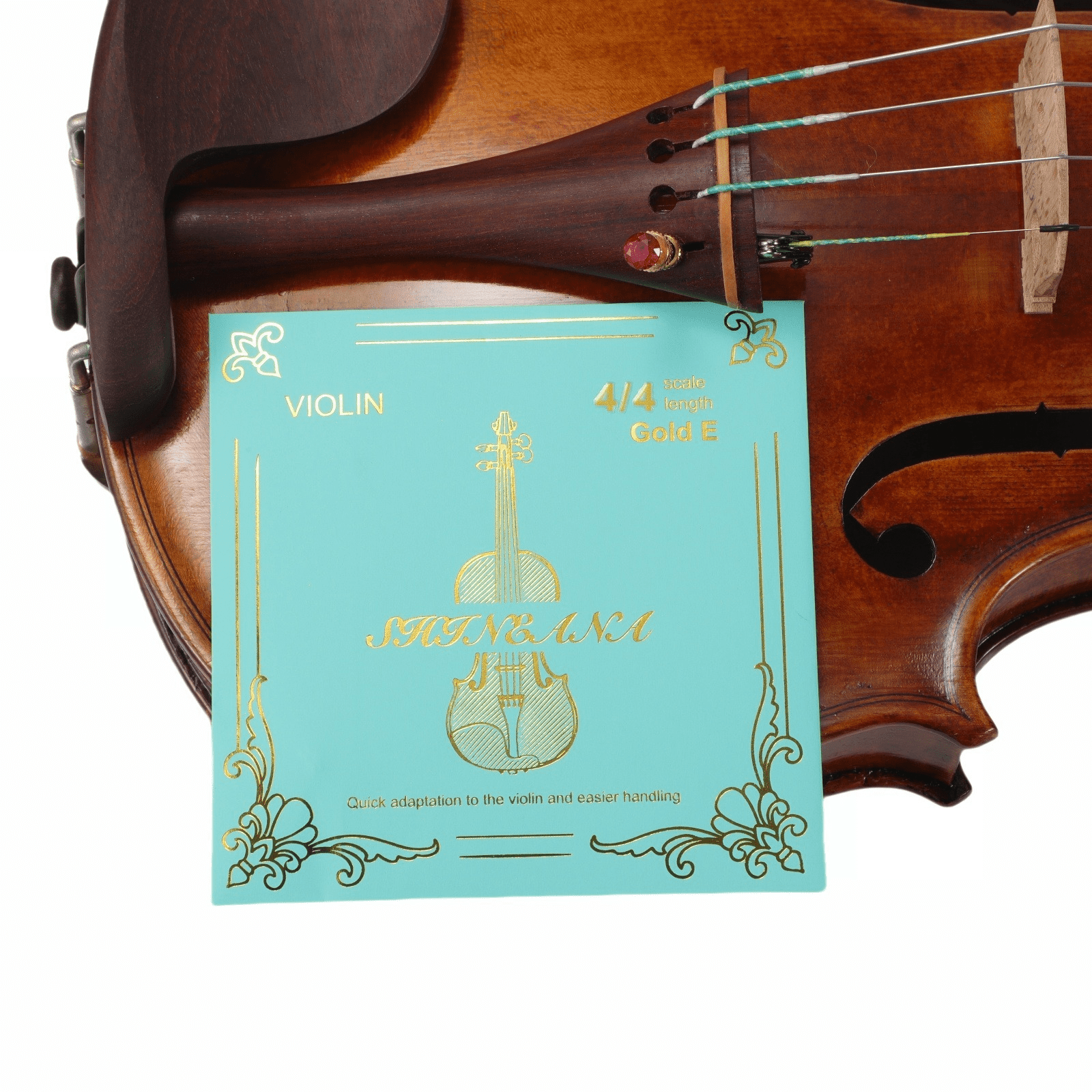 Violin Strings 4/4 Set with Extra Upgraded Gold-Plated E String,Medium Tension, High-Tech Synthetic Carbon Steel Core,Aluminum Wound GDA for Power & Projection - Ideal Choice for Violinists